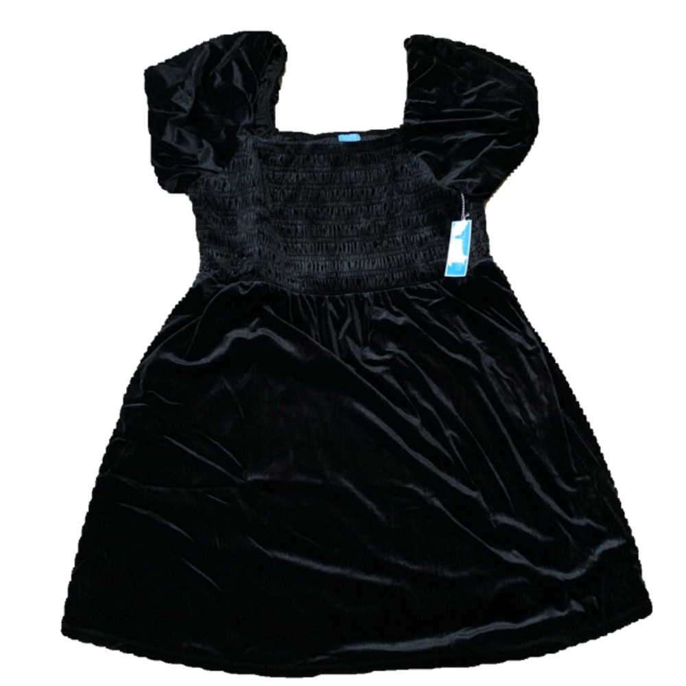 Draper James Puff Sleeve Smocked 2 Pockets Dress - Black - 2X Plus - NEW
